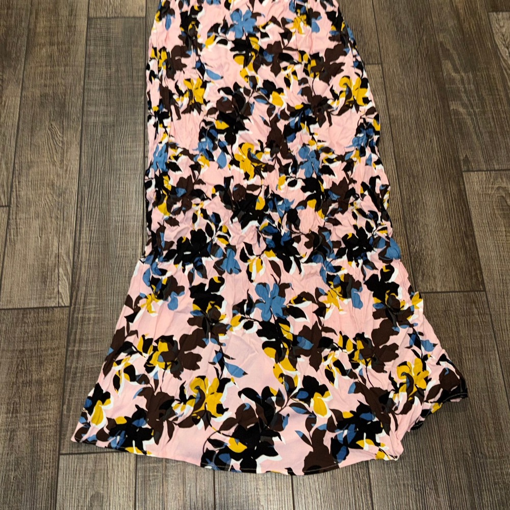 Motherhood Maternity Pink Floral V-Neck Wrap Maxi Dress Small Short Sleeve - Picture 5 of 7